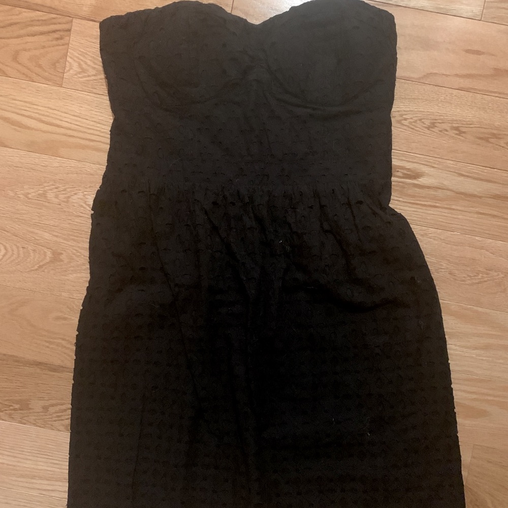 American Eagle black floral cut out halter dress
